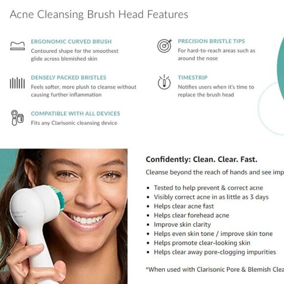 2 PACK Clarisonic Acne Cleansing Brush Head Replacements (2 EACH) NIB SEALED - Picture 5 of 13